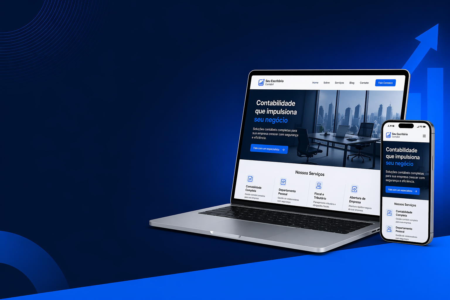 Mockup de site profissional de contabilidade